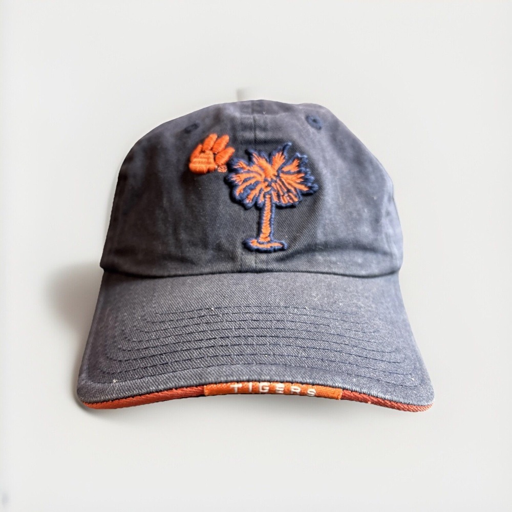 Vintage Tigers Hap Colosseum Cap Embroidered Blue Orange Paw Palm Tree Strapback